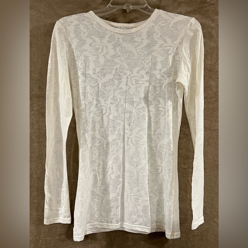 Elegant Floral Pattern Long-Sleeve Sheer Top